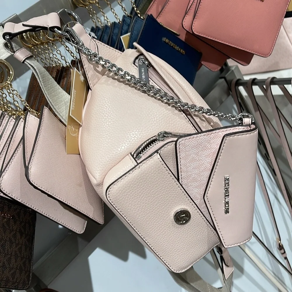 MICHAEL KORS Maisie Large Pebbled Leather 2-in-1 Sling Pack Lt Powder Blush  NWT